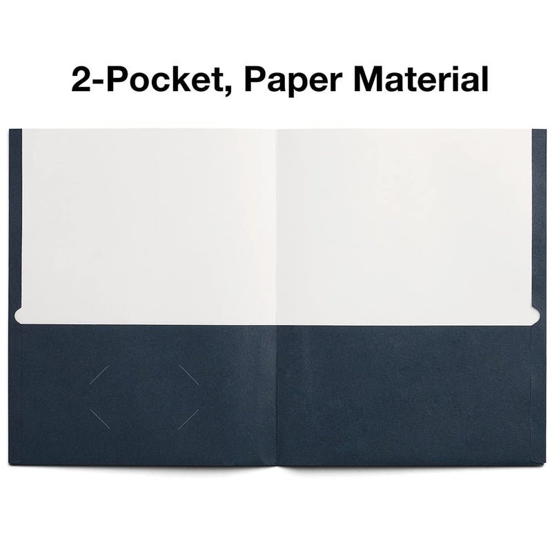 Staples 2-Pocket Folders, Letter-Size Document Folder Style, Navy Blue, Durable, Lightweight (25 Pack) - Image 3